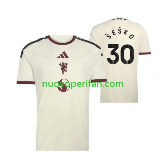 Maglie da Calcio Manchester United Benjamin Sesko 30 Uomo Alternativa Tenuta 2026-2027 Maniche Corte