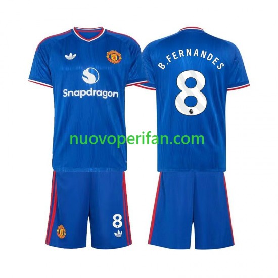 Maglie da Calcio Manchester United Bruno Fernandes 8 Bambino Trasferta Tenuta 2026-2027 Maniche Corte