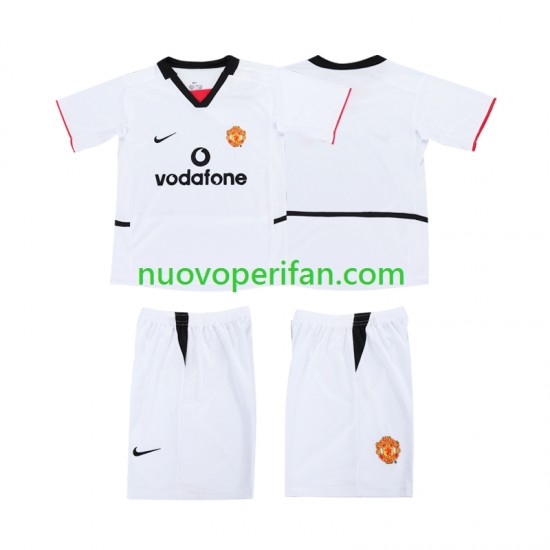 Maglie da Calcio Manchester United 2003 Bambino Trasferta Tenuta 2002 Maniche Corte