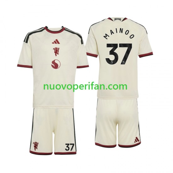 Maglie da Calcio Manchester United Kobbie Mainoo 37 Bambino Alternativa Tenuta 2026-2027 Maniche Corte
