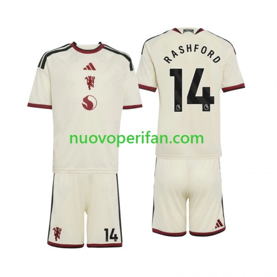 Maglie da Calcio Manchester United Marcus Rashford 14 Bambino Alternativa Tenuta 2026-2027 Maniche Corte