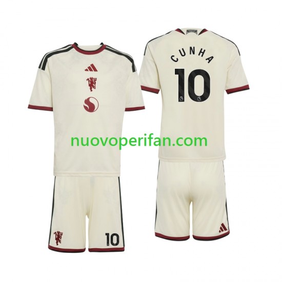 Maglie da Calcio Manchester United Matheus Cunha 10 Bambino Alternativa Tenuta 2026-2027 Maniche Corte