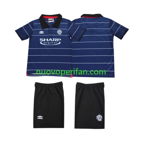 Maglie da Calcio Manchester United 2000 Retro Bambino Trasferta Tenuta 1999 Maniche Corte