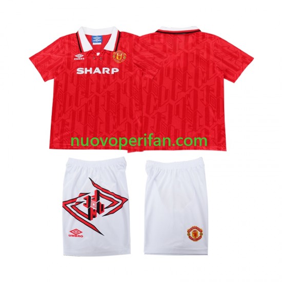 Maglie da Calcio Manchester United 1993 Retro Bambino Prima Tenuta 1994 Maniche Corte