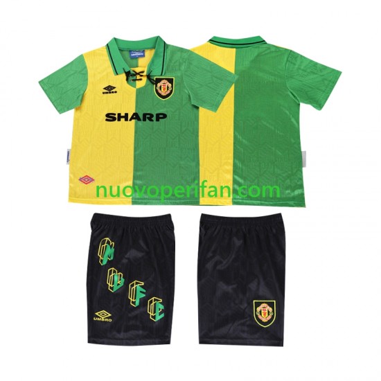 Maglie da Calcio Manchester United 1992 Retro Bambino Alternativa Tenuta 1994 Maniche Corte