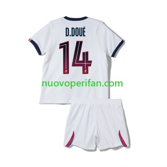 Maglie da Calcio Paris Saint-Germain Desire Doue 14 Bambino Trasferta Tenuta 2026-2027 Maniche Corte