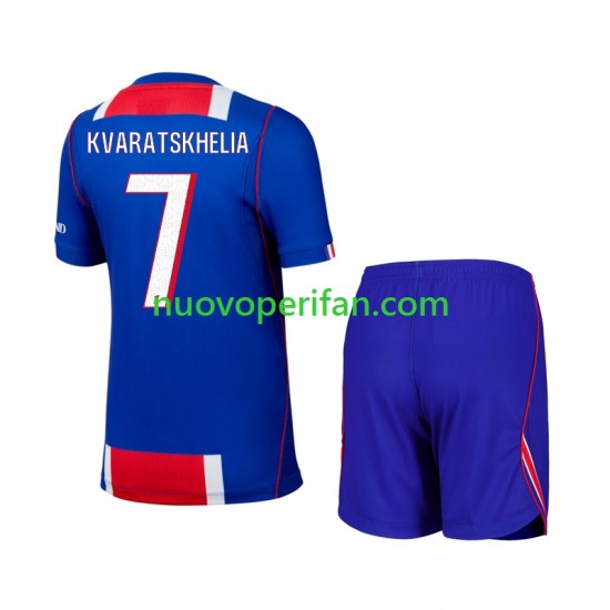 Maglie da Calcio Paris Saint-Germain Khvicha Kvaratskhelia 7 Bambino Prima Tenuta 2026-2027 Maniche Corte