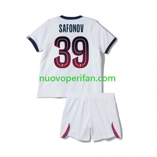 Maglie da Calcio Paris Saint-Germain Matvey Safonov 39 Bambino Trasferta Tenuta 2026-2027 Maniche Corte
