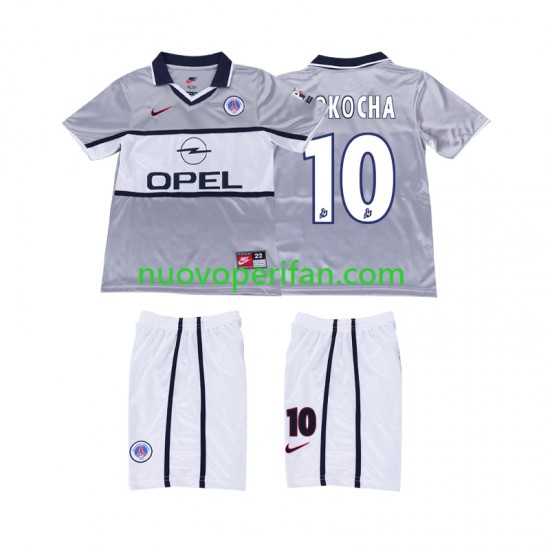 Maglie da Calcio Paris Saint-Germain OKOCHA 10 2000 2001 Retro Bambino Trasferta Tenuta Maniche Corte