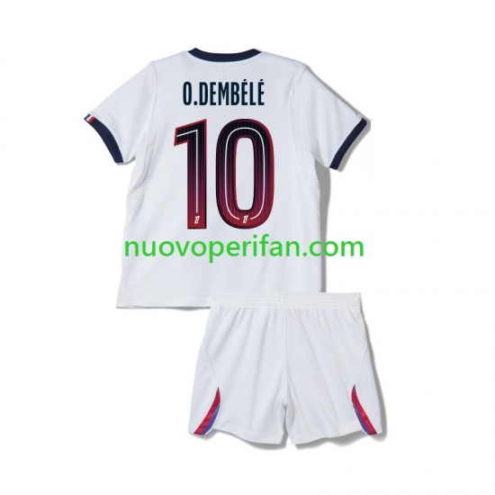 Maglie da Calcio Paris Saint-Germain Ousmane Dembele 10 Bambino Trasferta Tenuta 2026-2027 Maniche Corte