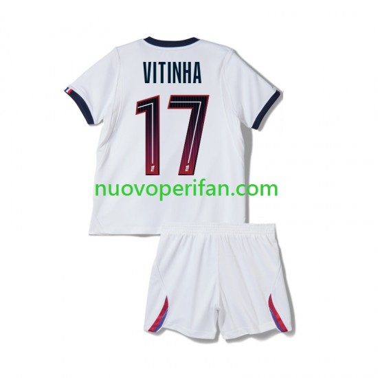 Maglie da Calcio Paris Saint-Germain Vitinha 17 Bambino Trasferta Tenuta 2026-2027 Maniche Corte