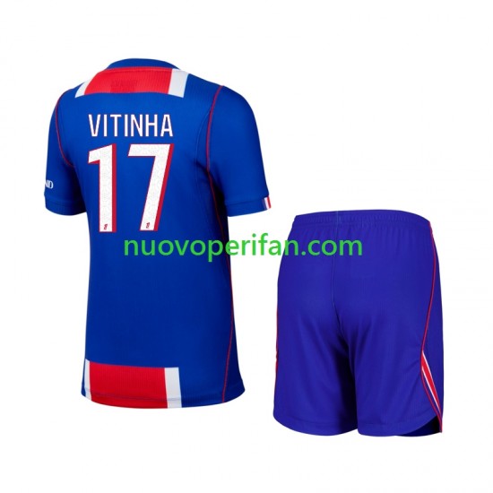 Maglie da Calcio Paris Saint-Germain Vitinha 17 Bambino Prima Tenuta 2026-2027 Maniche Corte