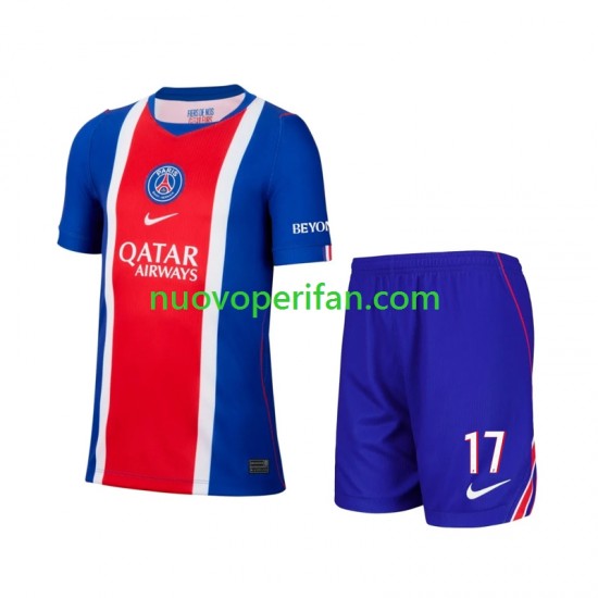 Maglie da Calcio Paris Saint-Germain Vitinha 17 Bambino Prima Tenuta 2026-2027 Maniche Corte