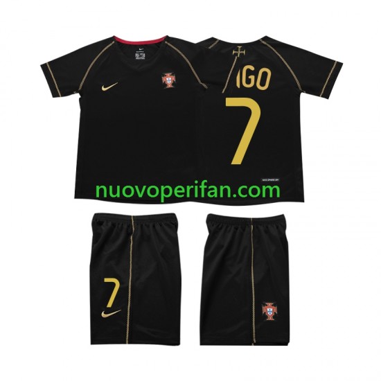 Maglie da Calcio Portogallo FIGO 7 Retro Bambino Trasferta Tenuta 2006 Maniche Corte