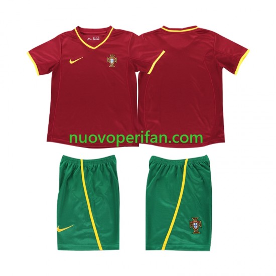 Maglie da Calcio Portogallo Retro Bambino Prima Tenuta 2002 Maniche Corte