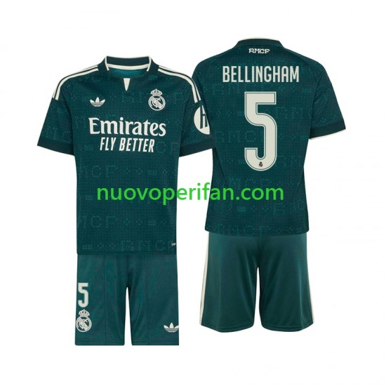 Maglie da Calcio Real Madrid Jude Bellingham 5 Bambino Trasferta Tenuta 2026-2027 Maniche Corte