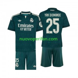 Maglie da Calcio Real Madrid Yan Diomande 25 Bambino Trasferta Tenuta 2026-2027 Maniche Corte
