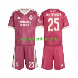 Maglie da Calcio Real Madrid Yan Diomande 25 Bambino Alternativa Tenuta 2026-2027 Maniche Corte