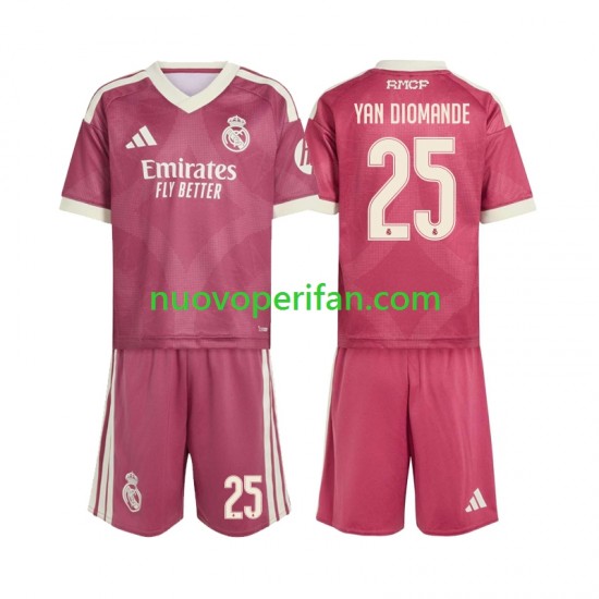 Maglie da Calcio Real Madrid Yan Diomande 25 Bambino Alternativa Tenuta 2026-2027 Maniche Corte