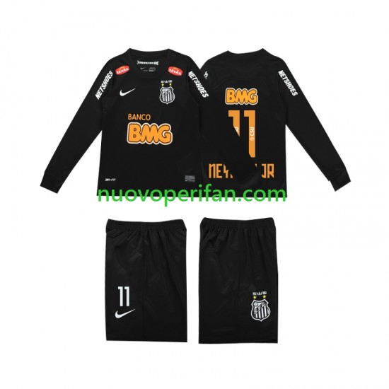 Maglie da Calcio Santos NEYMAR JR 11 Classic 2012 2013 Retro Bambino Trasferta Tenuta Maniche Lunghe