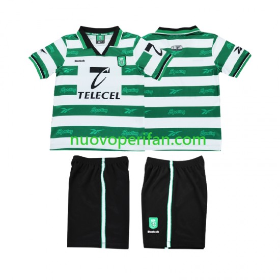 Maglie da Calcio Sporting CP 2000 Retro Bambino Prima Tenuta 1999 Maniche Corte