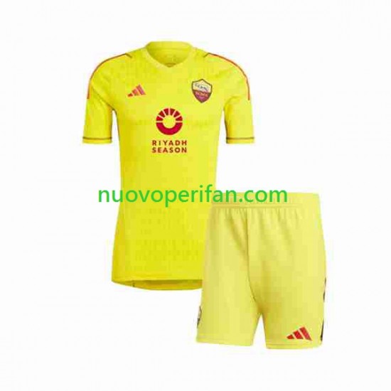 Maglie da Calcio AS Roma Portiere Bambino Prima Tenuta 2023-2024 Maniche Corte