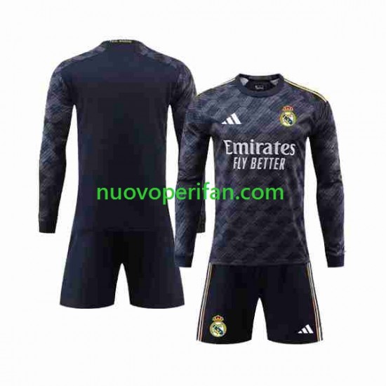 Maglie da Calcio Real Madrid Bambino Trasferta Tenuta 2023-2024 Maniche Lunghe