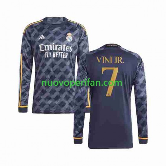 Maglie da Calcio Real Madrid Vini Jr 7 Uomo Trasferta Tenuta 2023-2024 Maniche Lunghe