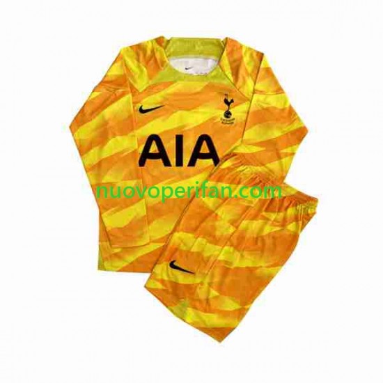 Maglie da Calcio Tottenham Hotspur Orangecolor Portiere Bambino Trasferta Tenuta 2023-2024 Maniche Lunghe