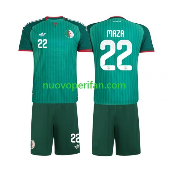 Maglie da Calcio Algeria Ibrahim Maza 22 Bambino Trasferta Tenuta 2026 Maniche Corte