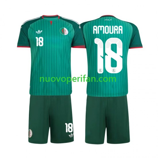 Maglie da Calcio Algeria Mohamed Amoura 18 Bambino Trasferta Tenuta 2026 Maniche Corte