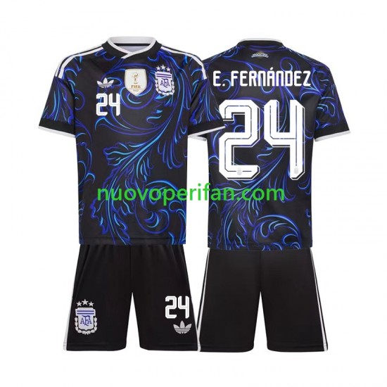 Maglie da Calcio Argentina Enzo Fernandez 24 Bambino Trasferta Tenuta Mondiali 2026 Maniche Corte