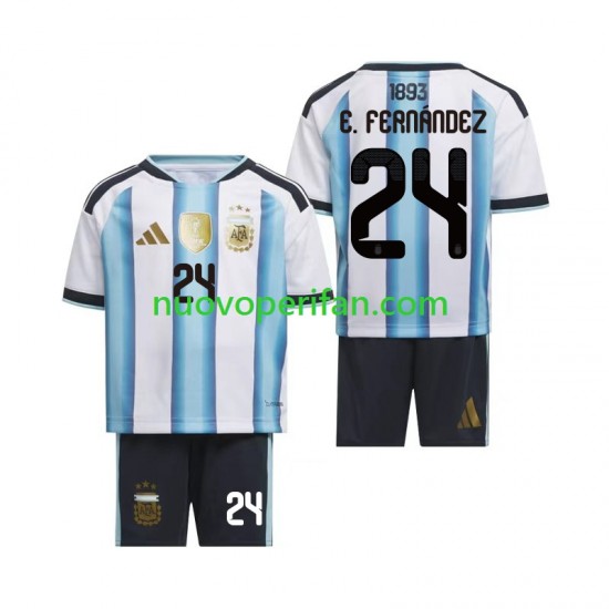 Maglie da Calcio Argentina Enzo Fernandez 24 Bambino Prima Tenuta Mondiali 2026 Maniche Corte
