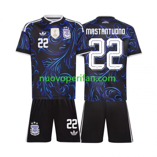 Maglie da Calcio Argentina Franco Mastantuono 22 Bambino Trasferta Tenuta Mondiali 2026 Maniche Corte