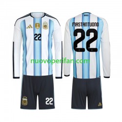 Maglie da Calcio Argentina Franco Mastantuono 22 Bambino Prima Tenuta Mondiali 2026 Maniche Lunghe