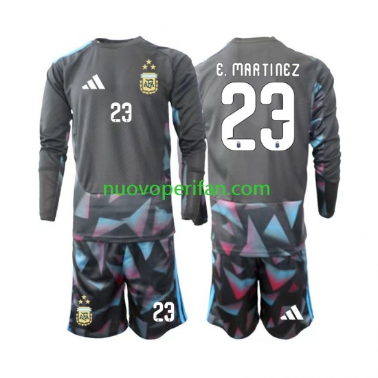 Maglie da Calcio Argentina Emiliano Martinez 23 Portiere Bambino Prima Tenuta Mondiali 2026 Maniche Lunghe