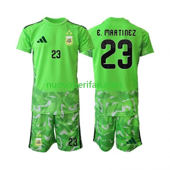 Maglie da Calcio Argentina Emiliano Martinez 23 Portiere Bambino Alternativa Tenuta Mondiali 2026 Maniche Corte