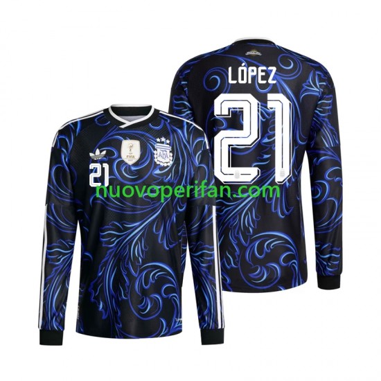 Maglie da Calcio Argentina Jose Manuel Lopez 21 Uomo Trasferta Tenuta Mondiali 2026 Maniche Lunghe