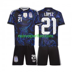Maglie da Calcio Argentina Jose Manuel Lopez 21 Bambino Trasferta Tenuta Mondiali 2026 Maniche Corte