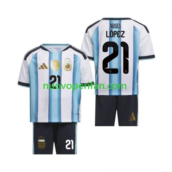 Maglie da Calcio Argentina Jose Manuel Lopez 21 Bambino Prima Tenuta Mondiali 2026 Maniche Corte