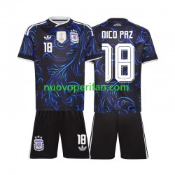 Maglie da Calcio Argentina Nico Paz 18 Bambino Trasferta Tenuta Mondiali 2026 Maniche Corte