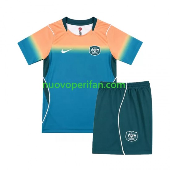 Maglie da Calcio Australia Bambino Trasferta Tenuta Mondiali 2026 Maniche Corte