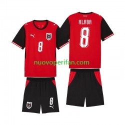 Maglie da Calcio Austria David Alaba 8 Bambino Prima Tenuta Mondiali 2026 Maniche Corte