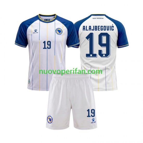 Maglie da Calcio Bosnia Erzegovina Kerim Alajbegovic 19 Bambino Trasferta Tenuta Mondiali 2026 Maniche Corte