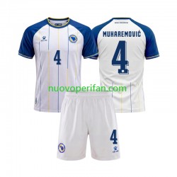 Maglie da Calcio Bosnia Erzegovina Tarik Muharemovic 4 Bambino Trasferta Tenuta Mondiali 2026 Maniche Corte