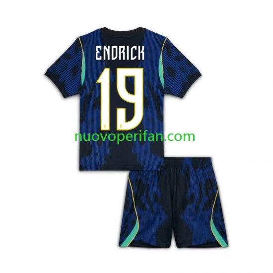 Maglie da Calcio Brasile Endrick 19 Bambino Trasferta Tenuta Mondiali 2026 Maniche Corte