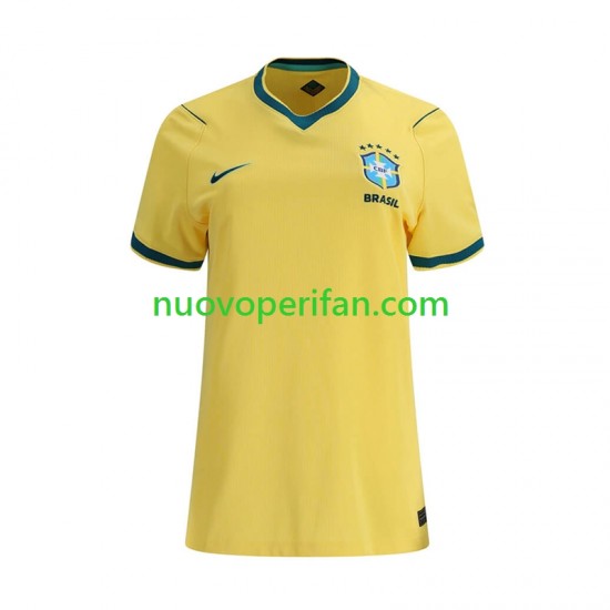 Maglie da Calcio Brasile Donna Prima Tenuta Mondiali 2026 Maniche Corte