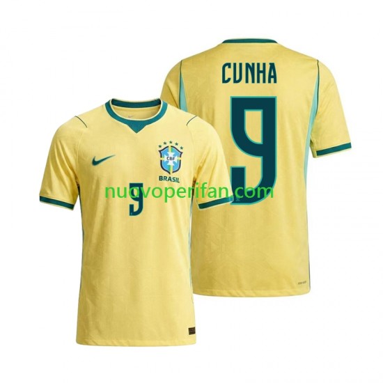 Maglie da Calcio Brasile Matheus Cunha 9 Uomo Prima Tenuta Mondiali 2026 Maniche Corte
