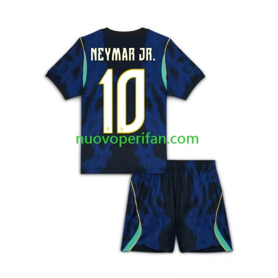 Maglie da Calcio Brasile Neymar JR 10 Bambino Trasferta Tenuta Mondiali 2026 Maniche Corte