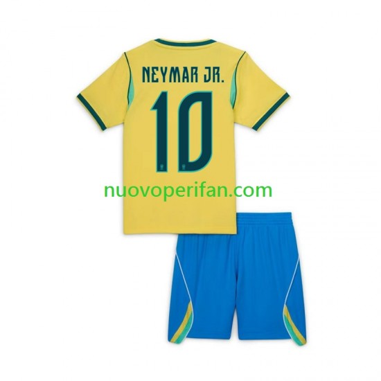 Maglie da Calcio Brasile Neymar JR 10 Bambino Prima Tenuta Mondiali 2026 Maniche Corte